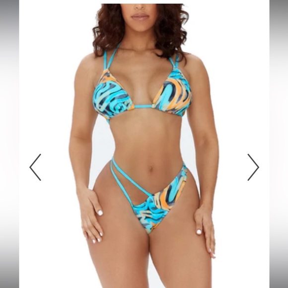 Icon Swim mixed signals blue abstract bikini + cover up - Picture 2 of 6